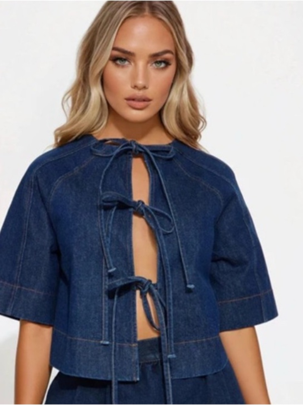Fashion Nova Blue Denim Top
